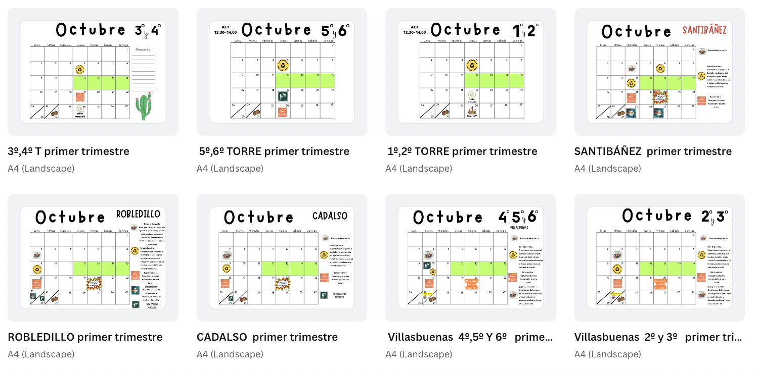 calendarios proyectos